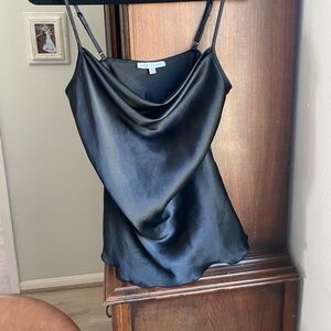 Black Satin Cowl Neck Top women’s size small